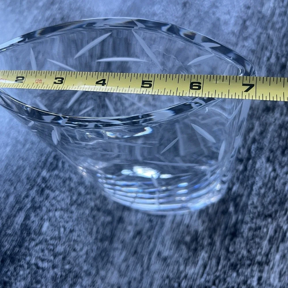 Nambe MOTUS Glass Etched‎ Vase Used 9.5 x 7.0 x 2.5 Inches
